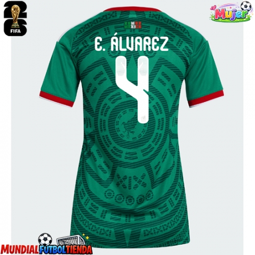 Camiseta México Edson Alvarez #4 Primera Equipación Replica Mundial 2026 para mujer mangas cortas